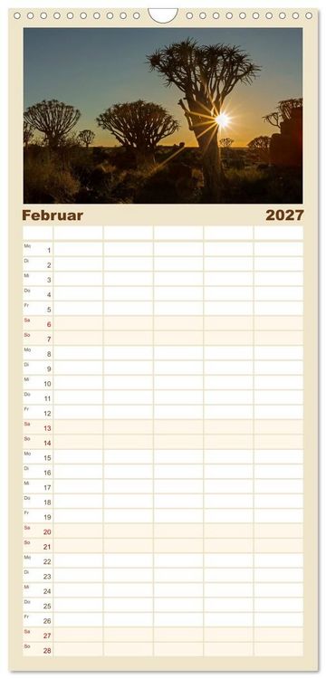 Produktbild: Familienplaner 2027 - Lichterf&uuml;lltes Namibia mit 5 Spalten (Wandkalender, 21 x 45 cm) CALVENDO