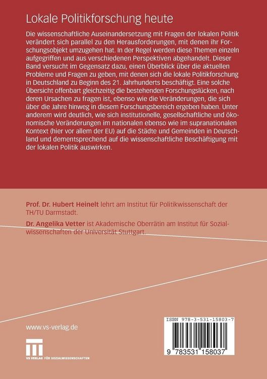 Produktbild: Lokale Politikforschung heute