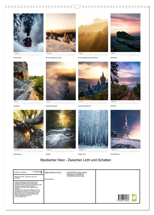 Produktbild: Mystischer Harz - Zwischen Licht und Schatten (Wandkalender 2026 DIN A2 hoch), CALVENDO Monatskalender
