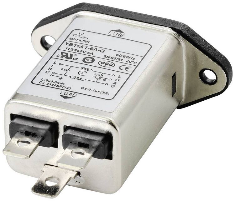 Produktbild: TRU COMPONENTS TC-10101412 Netzfilter mit Kaltger&auml;tebuchse 250 V/AC 6 A 0.8 mH (L x B x H) 58 x 22.8 x 50 mm 1 St.