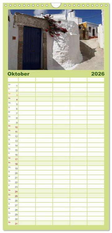 Produktbild: Familienplaner 2026 - Trauminsel Rhodos mit 5 Spalten (Wandkalender, 21 x 45 cm) CALVENDO