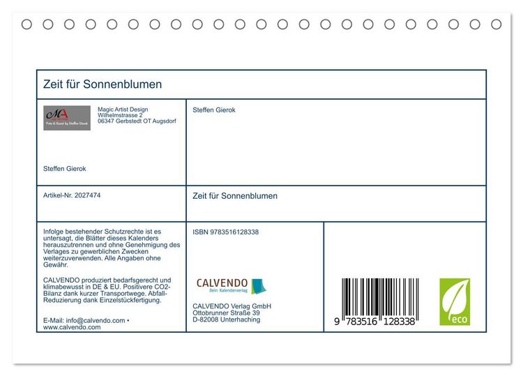 Produktbild: Zeit f&uuml;r Sonnenblumen (Tischkalender 2026 DIN A5 quer), CALVENDO Monatskalender