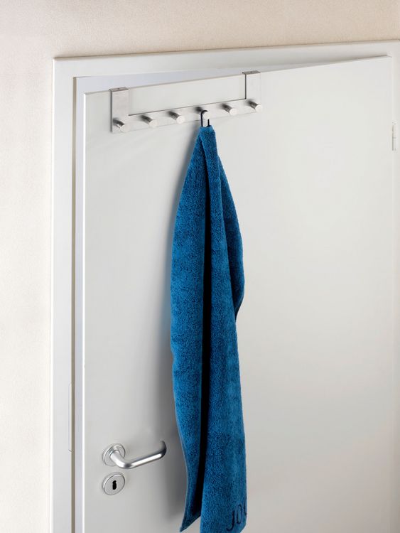 Produktbild: T&uuml;rgarderobe Edelstahl Mod. Celano 2er Set, je 6 Haken, f&uuml;r T&uuml;rfalzst&auml;rken bis 2 cm
