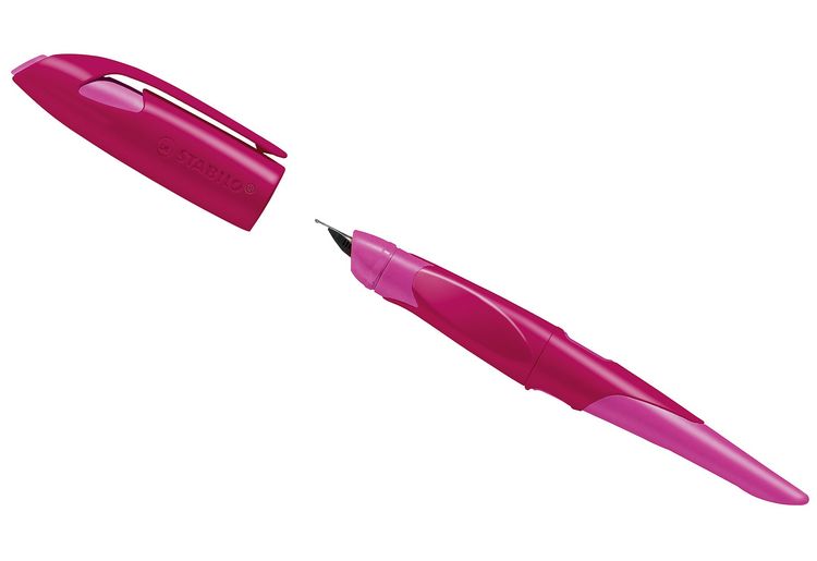 Produktbild: STABILO Ergonomischer Schulf&uuml;ller f&uuml;r Rechtsh&auml;nder mit Anf&auml;nger-Feder A -   EASYbirdy in beere/pink - Einzelstift - inklusive Patrone