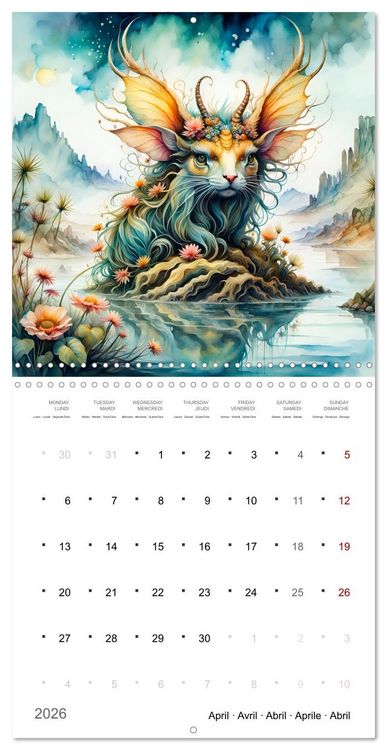 Produktbild: Cr&eacute;atures enchant&eacute;es (Calendrier mural carr&eacute; 2026 30x30 cm) Calendrier double avec une page pour vos prises de notes