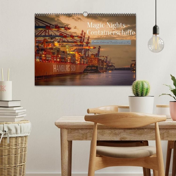 Produktbild: Magic Nights Containerschiffe (Wandkalender 2027 DIN A3 quer), CALVENDO Monatskalender