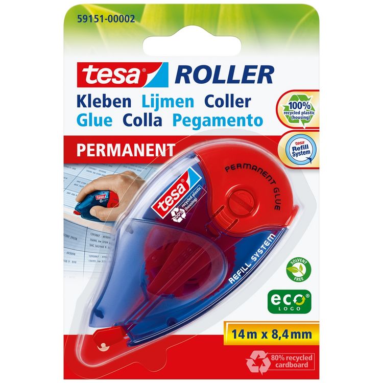 Produktbild: TESA&reg; Kleberoller ecoLogo&reg; Refill permanent Blister, Abroller