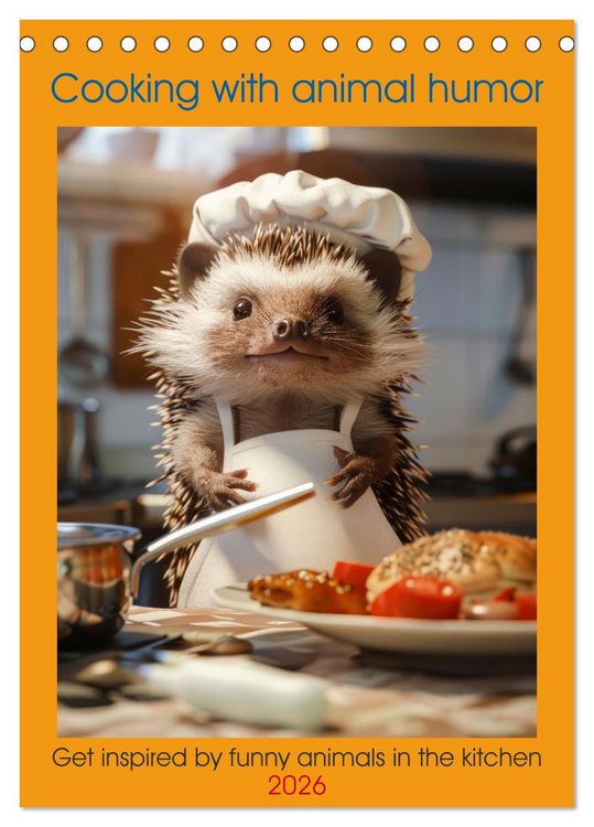 Produktbild: Cooking with animal humor (Desk Calendar 2026 DIN A5 portrait), CALVENDO 12 Month DeskCalendar