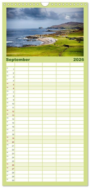 Produktbild: Familienplaner 2026 - Irland - Zauberhafte Insel in gr&uuml;n mit 5 Spalten (Wandkalender, 21 x 45 cm) CALVENDO