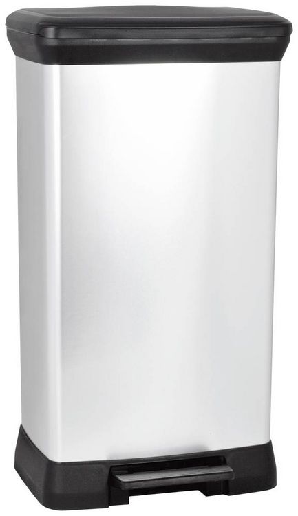Produktbild: Curver Deco bin metalics 240643 M&uuml;lleimer 50 l (B x H x T) 390 x 720 x 290 mm Silber, Schwarz 1 St.