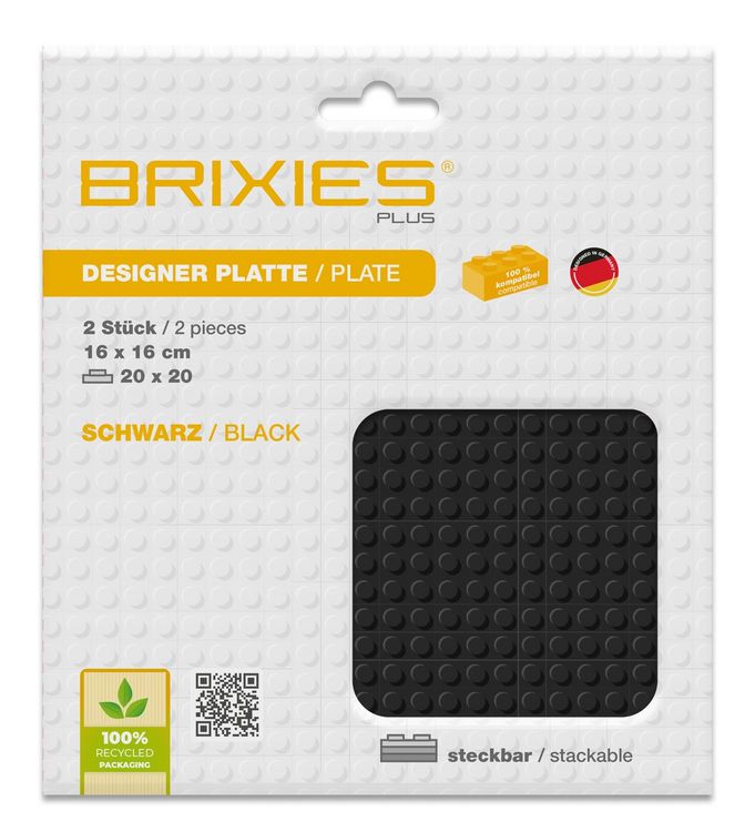 Produktbild: BRIXIES 225018 - Platte 20 x 20 Doppelpack schwarz, Bauplatten, 1 St&uuml;ck