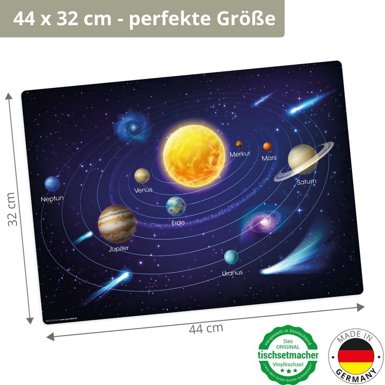 Produktbild: Tischsetmacher Tischset f&uuml;r Kinder Unser Sonnensystem II, aus hochwertigem Vinyl , 44 x 32 cm