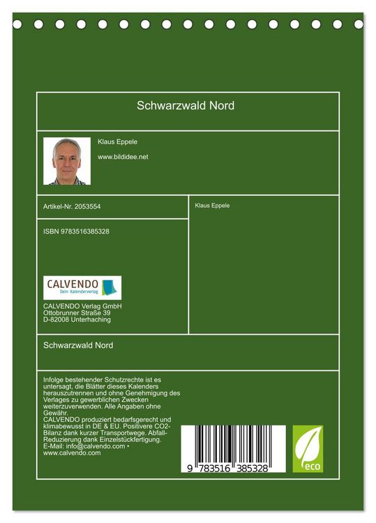 Produktbild: Schwarzwald Nord (Tischkalender 2026 DIN A5 hoch), CALVENDO Monatskalender