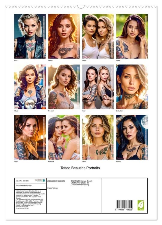 Produktbild: Tattoo Beauties Portraits (hochwertiger Premium Wandkalender 2027 DIN A2 hoch), Kunstdruck in Hochglanz