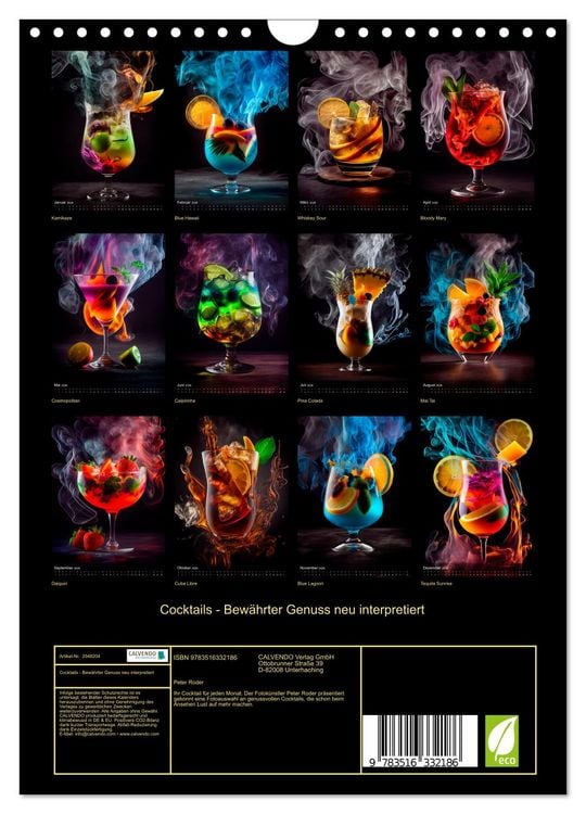 Produktbild: Cocktails - Bew&auml;hrter Genuss neu interpretiert (Wandkalender 2026 DIN A4 hoch), CALVENDO Monatskalender