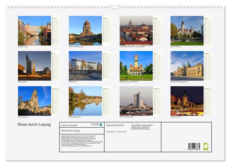 Produktbild: Reise durch Leipzig (Wandkalender 2026 DIN A2 quer), CALVENDO Monatskalender
