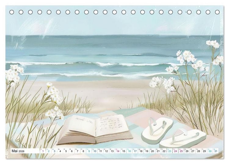 Produktbild: Strandtr&auml;ume in Aquarell (Tischkalender 2026 DIN A5 quer), CALVENDO Monatskalender