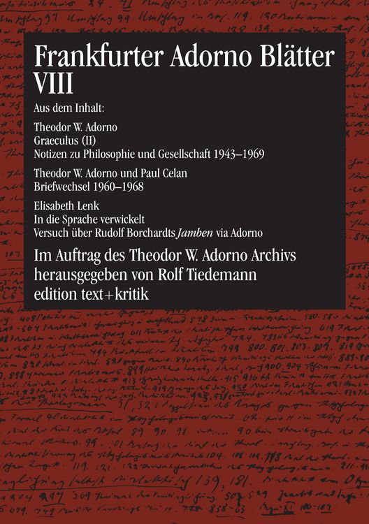 Produktbild: Frankfurter Adorno Bl&auml;tter VIII