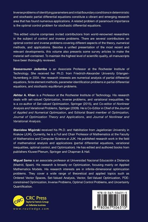 Produktbild: Deterministic and Stochastic Optimal Control and Inverse Problems