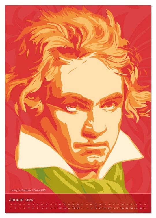 Produktbild: Ludwig van Beethoven - Portraits, Artworks und Designs (hochwertiger Premium Wandkalender 2026 DIN A2 hoch), Kunstdruck in Hochglanz
