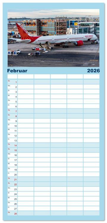 Produktbild: Familienplaner 2026 - Flieger von Boeing mit 5 Spalten (Wandkalender, 21 x 45 cm) CALVENDO