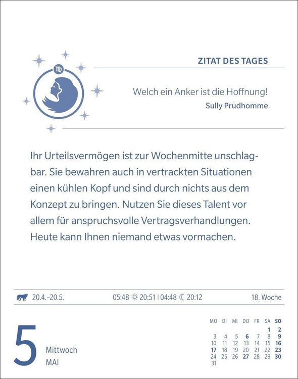 Produktbild: Jungfrau Sternzeichenkalender 2027 - Tagesabrei&szlig;kalender - Ihr Horoskop f&uuml;r jeden Tag