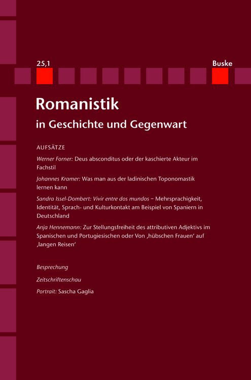 Produktbild: Romanistik in Geschichte und Gegenwart 25,1