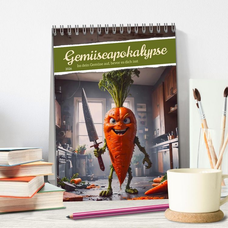 Produktbild: Gem&uuml;seapokalypse - Iss dein Gem&uuml;se auf, bevor es dich isst (Tischkalender 2026 DIN A5 hoch), CALVENDO Monatskalender