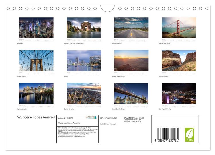 Produktbild: Wundersch&ouml;nes Amerika (Wandkalender 2026 DIN A4 quer), CALVENDO Monatskalender
