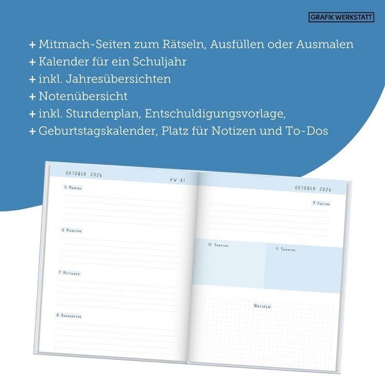 Produktbild: Sch&uuml;lerkalender 2026 / 2027 Good Vibes Only