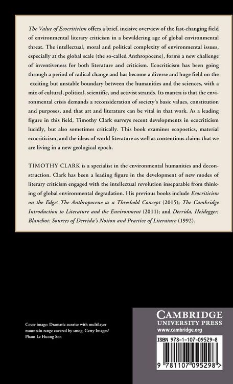 Produktbild: The Value of Ecocriticism