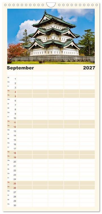 Produktbild: Familienplaner 2027 - Japanische Tempel und Schreine mit 5 Spalten (Wandkalender, 21 x 45 cm) CALVENDO