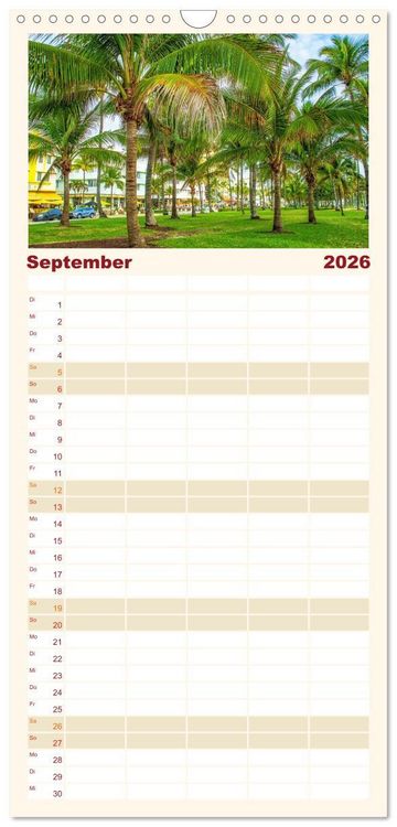Produktbild: Familienplaner 2026 - Miami - pulsierende Metropole mit 5 Spalten (Wandkalender, 21 x 45 cm) CALVENDO