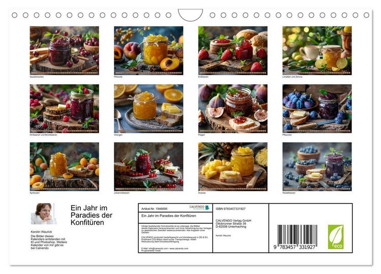 Produktbild: Ein Jahr im Paradies der Konfit&uuml;ren (Wandkalender 2026 DIN A4 quer), CALVENDO Monatskalender
