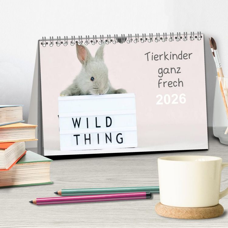 Produktbild: Tierkinder ganz frech (Tischkalender 2026 DIN A5 quer), CALVENDO Monatskalender