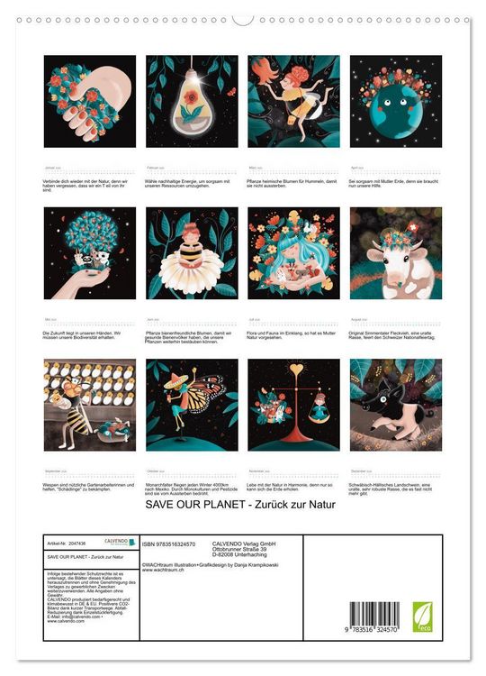 Produktbild: SAVE OUR PLANET - Zur&uuml;ck zur Natur (hochwertiger Premium Wandkalender 2026 DIN A2 hoch), Kunstdruck in Hochglanz