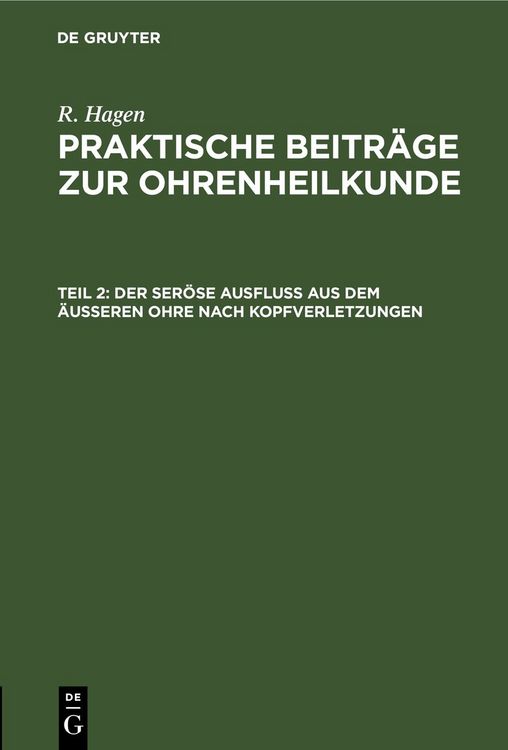 Produktbild: Der ser&ouml;se Ausfluss aus dem &auml;usseren Ohre nach Kopfverletzungen