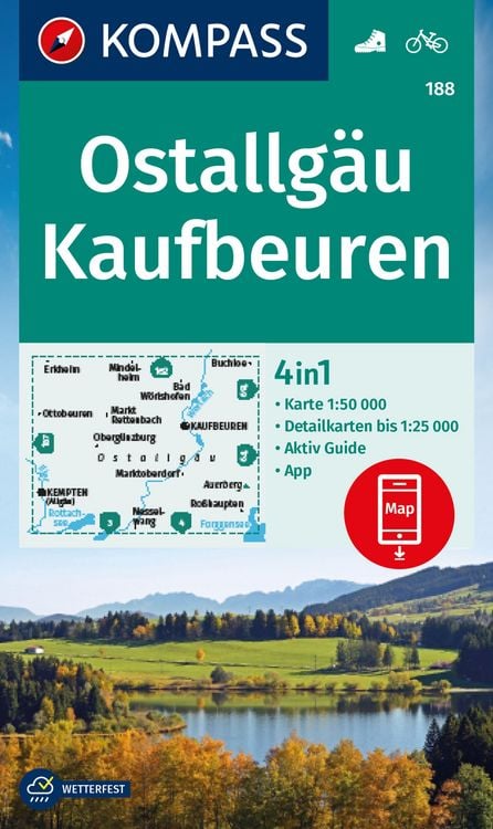 Produktbild: KOMPASS Wanderkarte 188 Ostallg&auml;u, Kaufbeuren 1:50.000