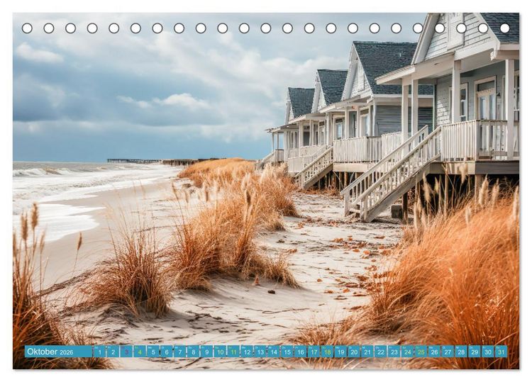 Produktbild: Wundersch&ouml;ne Strandh&auml;user (Tischkalender 2026 DIN A5 quer), CALVENDO Monatskalender