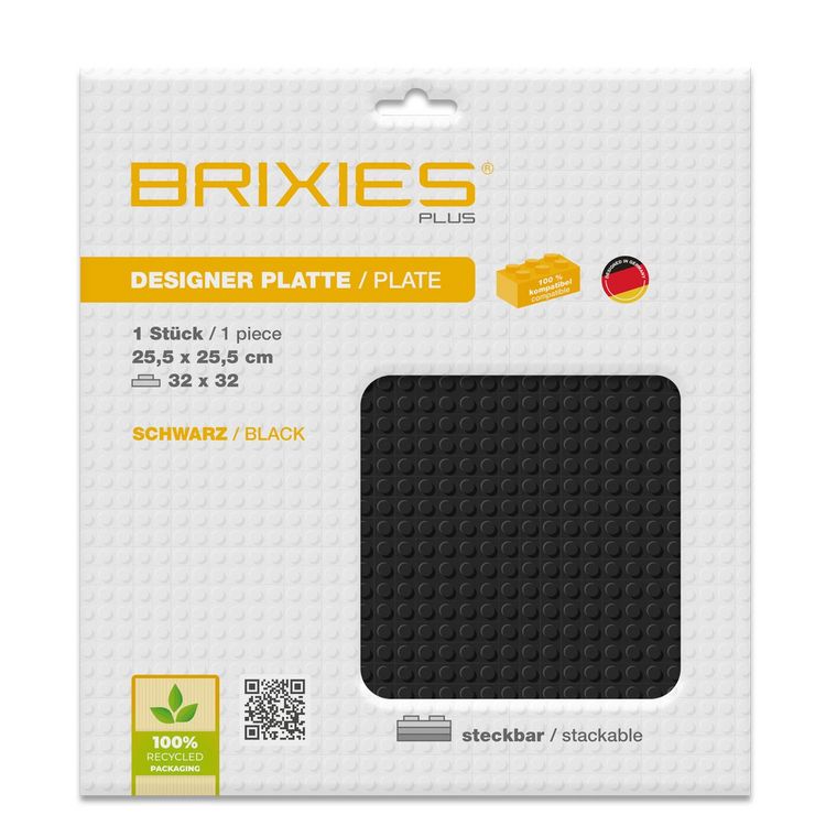 Produktbild: BRIXIES 225012 - Platte 32 x 32 Basic schwarz, Bauplatte, 1 St&uuml;ck