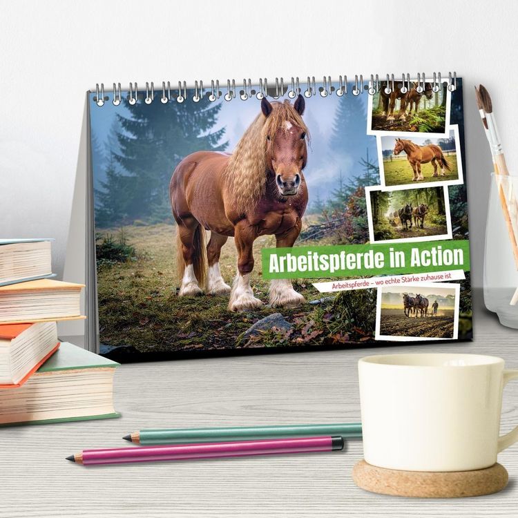 Produktbild: Arbeitspferde in Action (Tischkalender 2027 DIN A5 quer), CALVENDO Monatskalender