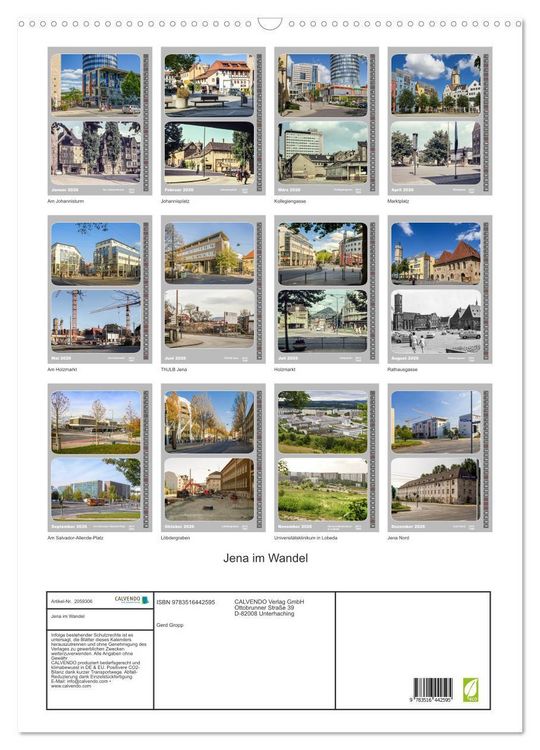 Produktbild: Jena im Wandel (Wandkalender 2026 DIN A2 hoch), CALVENDO Monatskalender