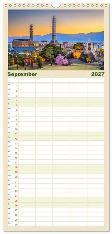 Produktbild: Familienplaner 2027 - Japan - Im Land der aufgehenden Sonne. mit 5 Spalten (Wandkalender, 21 x 45 cm) CALVENDO