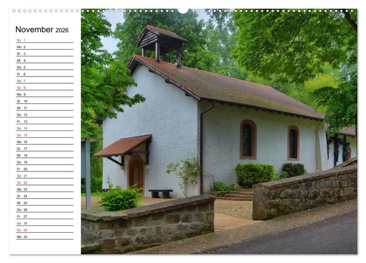 Produktbild: Sa(ar)krale Baukunst - Kapellen im Saarland (hochwertiger Premium Wandkalender 2026 DIN A2 quer), Kunstdruck in Hochglanz