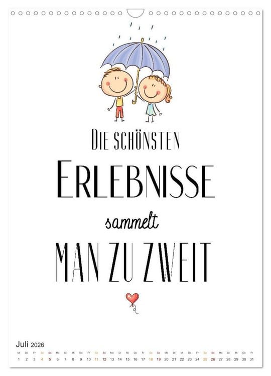 Produktbild: Liebesspr&uuml;che (Wandkalender 2026 DIN A3 hoch), CALVENDO Monatskalender
