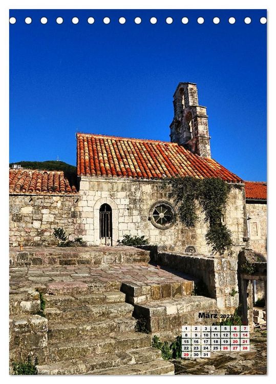Produktbild: Kirchen rund um die Bucht von Kotor und in Budva (Tischkalender 2027 DIN A5 hoch), CALVENDO Monatskalender