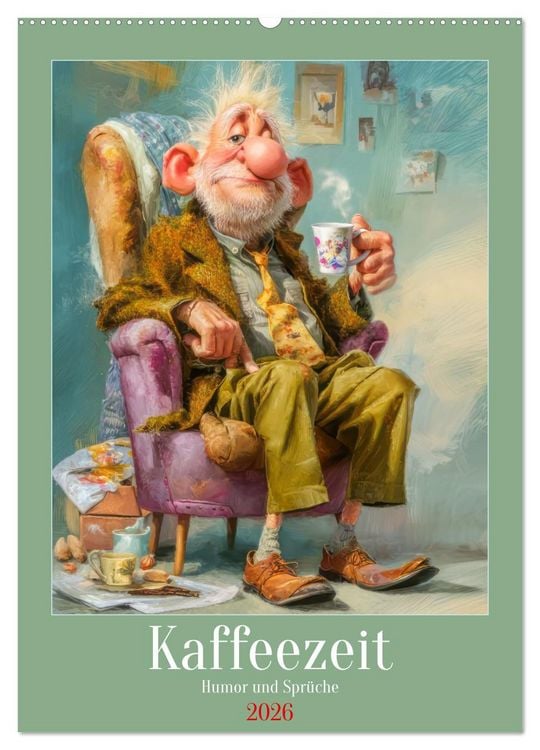 Produktbild: Kaffeezeit - Humor und Spr&uuml;che (Wandkalender 2026 DIN A2 hoch), CALVENDO Monatskalender