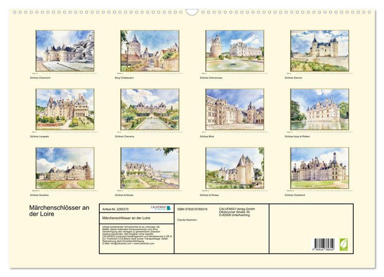 Produktbild: M&auml;rchenschl&ouml;sser an der Loire (Wandkalender 2027 DIN A2 quer), CALVENDO Monatskalender