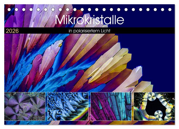 Produktbild: Mikrokristalle in polarisiertem Licht (Tischkalender 2026 DIN A5 quer), CALVENDO Monatskalender