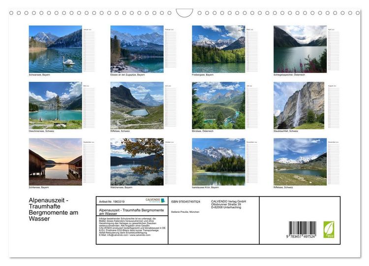 Produktbild: Alpenauszeit - Traumhafte Bergmomente am Wasser (Wandkalender 2026 DIN A3 quer), CALVENDO Monatskalender